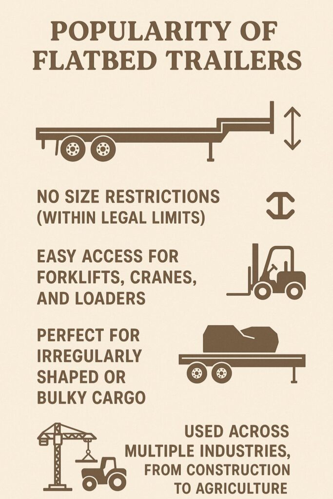 This image is about the popularity of flatbed trailers