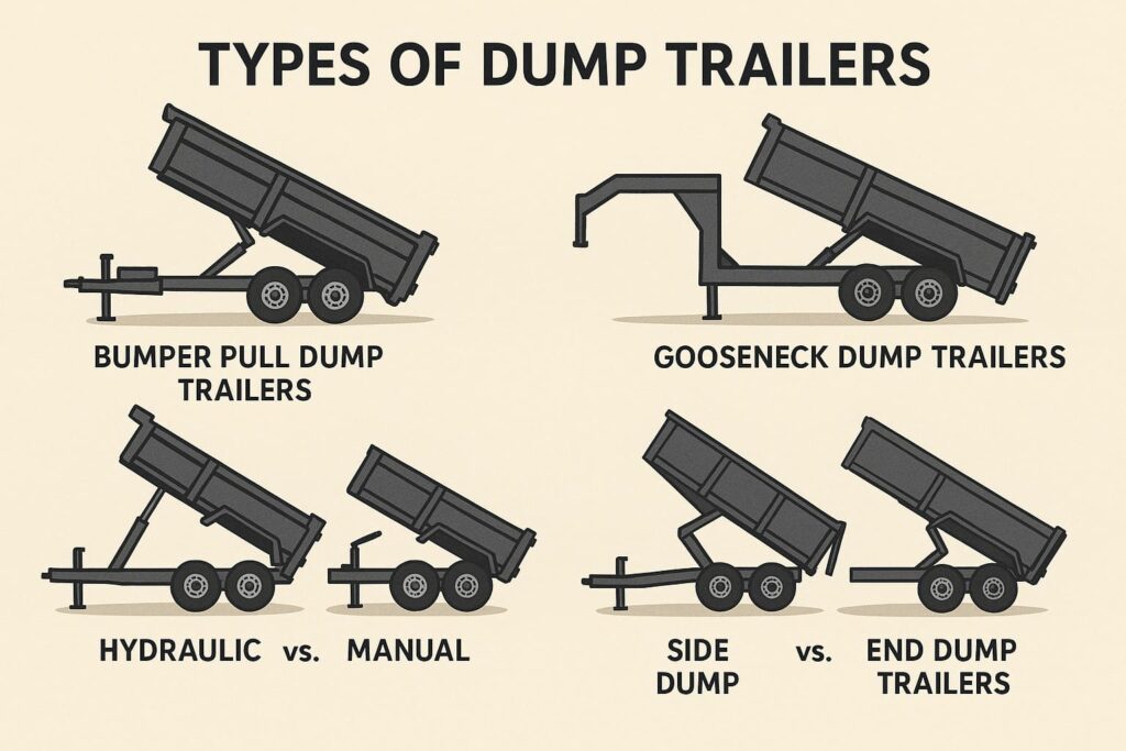 This image is about the different types of Dump Trailers