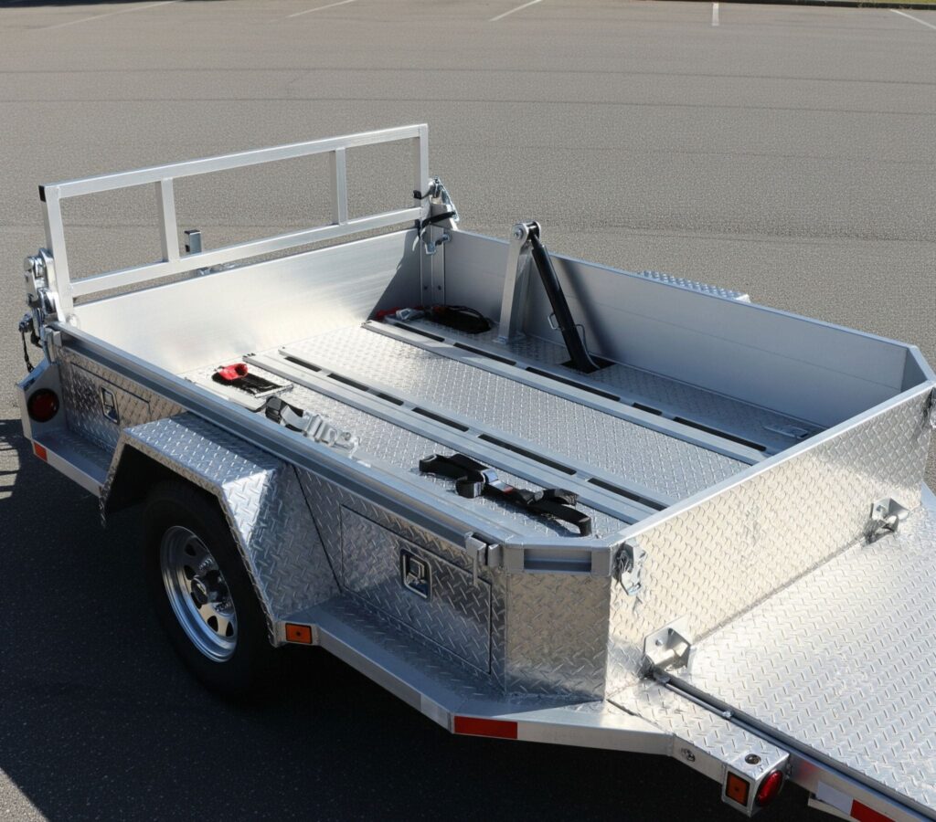 This image is about the trailer bed design of car hauler and equipment trailers