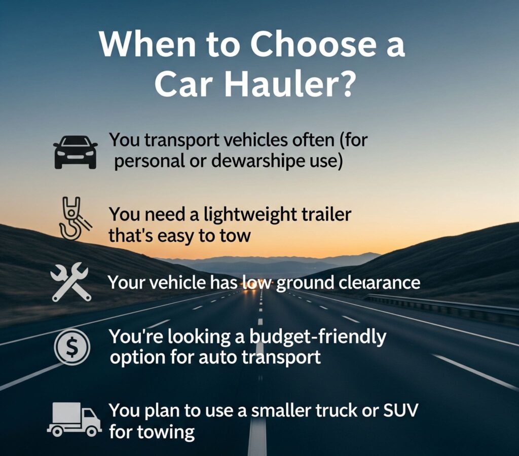 This image is shows the points of when to choose car haulers