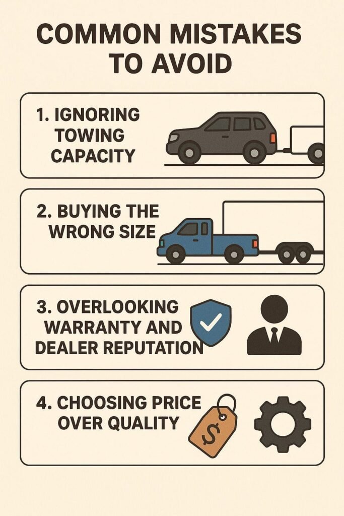 This image is about common mistakes to avoid when buying a trailer