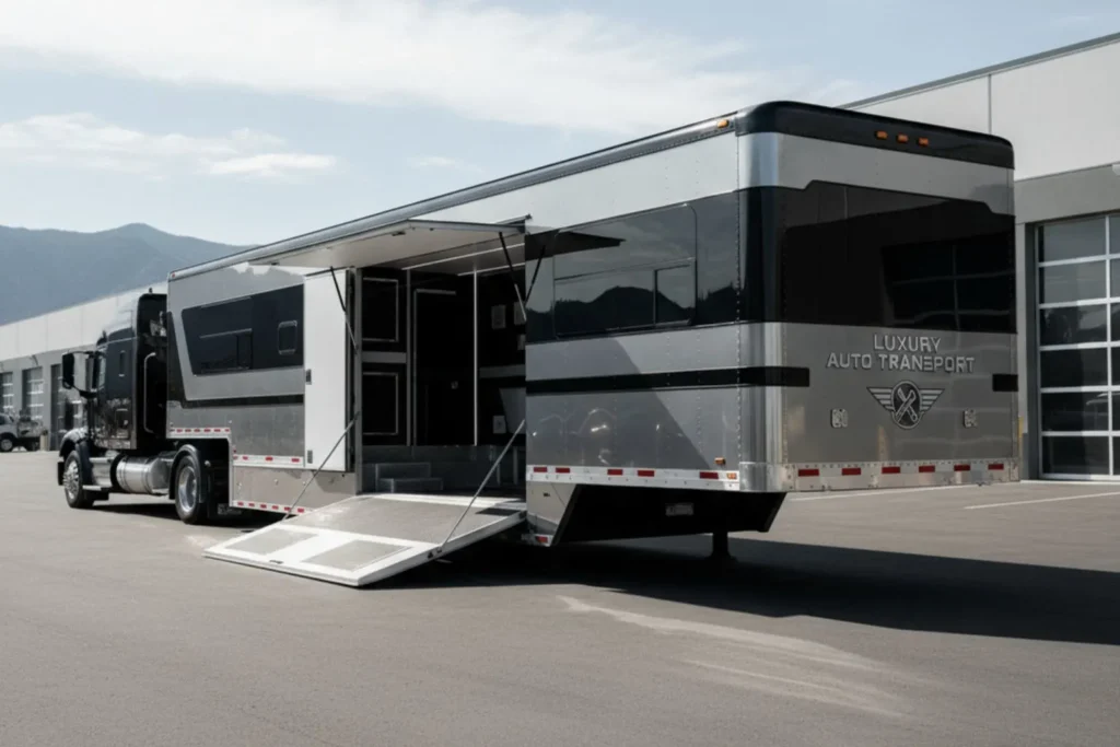 This is an image of customized enclosed car haulers