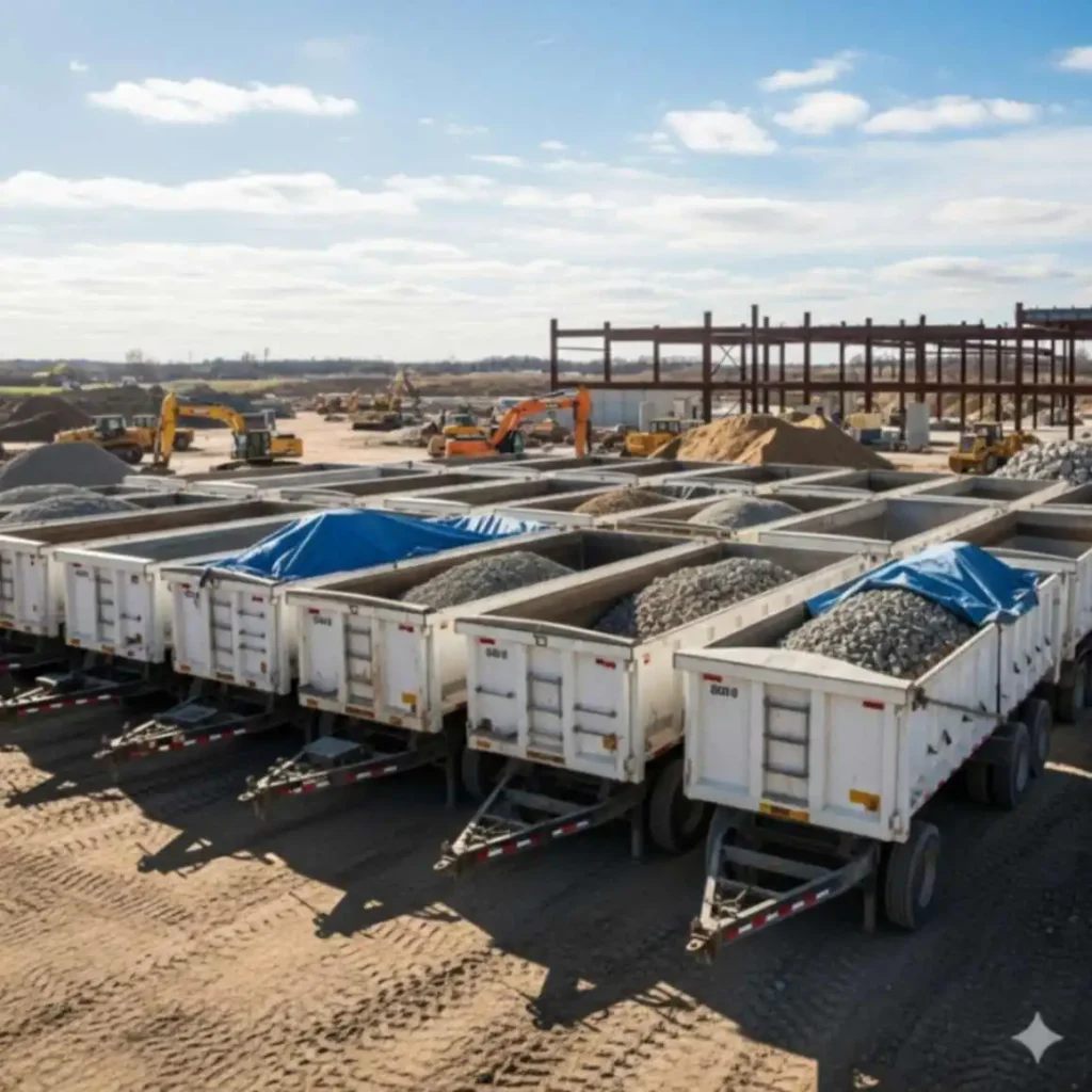 This image is of dump trailers used in construction business