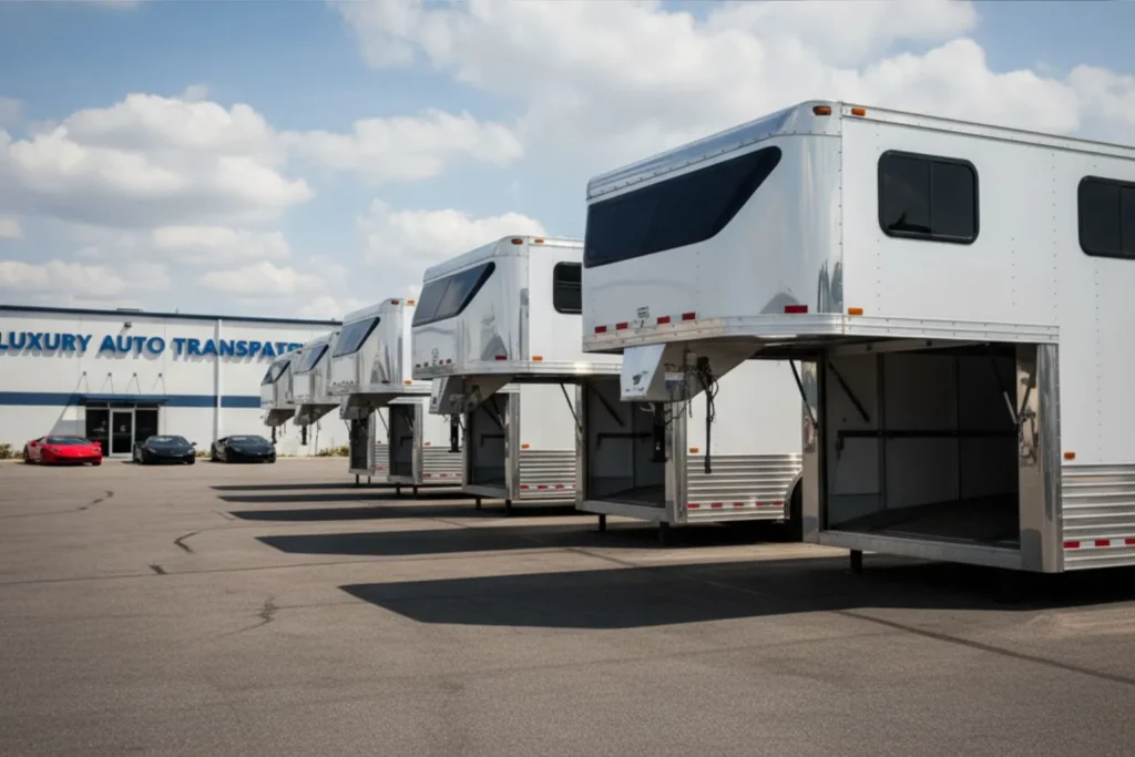 This is an image of gooseneck enclosed car hauler