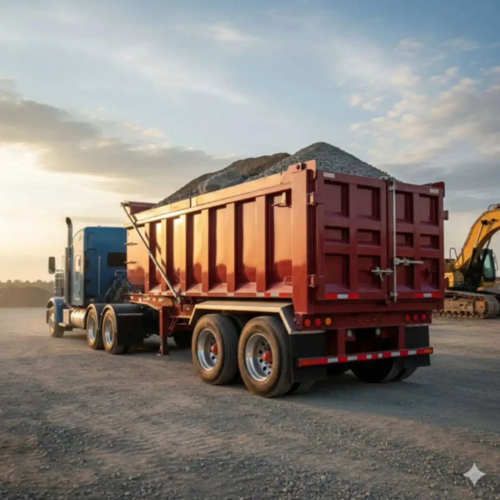 This image is of tandem axle dump trailer to be used for business